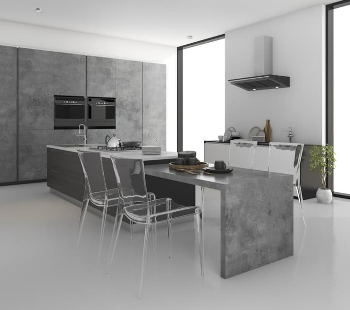 Moderne keuken met beton